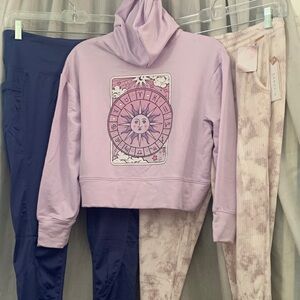 Purple Graphic Hoodie and Leggings Set